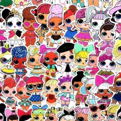 50pcs Doll stickers personality sticker childrens toys PVC graffiti Surprise sticker suitcase car boot guitar waterproof