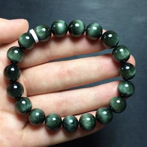 Genuine Natural Green Rutilated Quartz Clear Round Beads Bracelet 10.8mm Women Men Fashion Wealthy Stone Genuine AAAAAA
