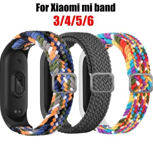 Nylon Braided Adjustable Straps For Mi Band 6 5 4 3 Sports Bracelet Wristband For Miband 6 5 4 3 Replacement Strap