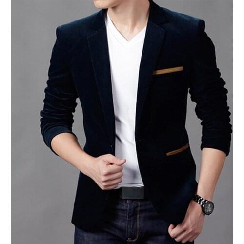 2021 Fashion New Mens Casual Boutique Business Slim Blazers Coat / Male Corduroy Fit Suit Jacket