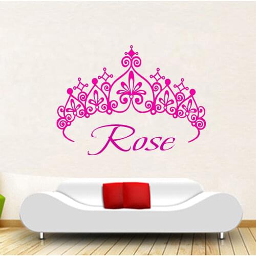 New Custom Name Wall Sticker Imperial Crown Castle Treasure Chest Wall Decals Stickers Furniture Kids Room Decor Art Sticker