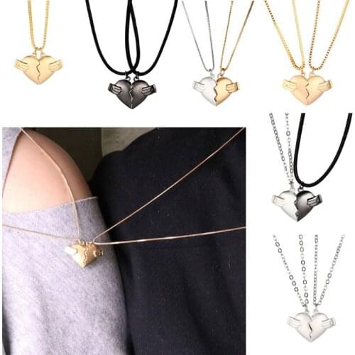 A Pairs Two Souls One Heart Necklace Couple Neck Chain Lightweight Simple Pendant for Men Women Valentines Gifts