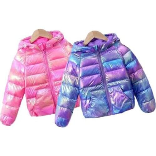 Girls Hooded Down Jacket Kids Baby Boys Snowsuit Coats Autumn Winter Children Bright Colorful Down Outerwear 2-8 Years Clothing