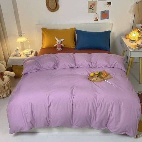 Purple Duvet Covers King Queen Full Twin Size Ultra Soft Washed Cotton Like Comforter Cover Sets 3/4 Pieces with Zipper Closure