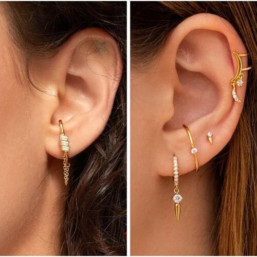 925 Sterling Silver Ear Needle No Pierced Ears Can Be Worn Minimalist Style Ladies Crystal Zircon Ear Clips Birthday Gift