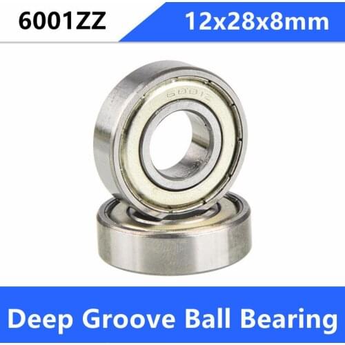 50pcs/lot Free Shipping 6001ZZ Double Shielded Deep Groove Ball Bearings 12x28x8mm 6001