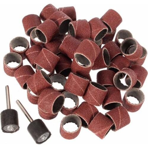 52pcs/Set Sanding Drum 50pcs 1/2 Inch Sanding For Band And 2pcs Rubber Mandrels Great For Carving Etching Grinding Etc