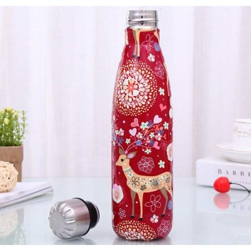 500ml cute water bottle red deer Double wall Stainles Steel Thermos bottle Vacuum Flask Sport kawaii color changing cups