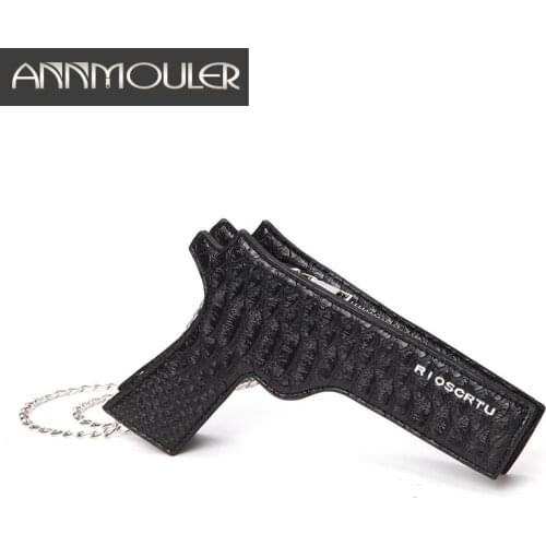 Annmouler Fashion Women Purse Pistol-shaped Bag Cool Small Messenger Bag Pu Leather Crossbody Bag Ladies Shoulder Bag