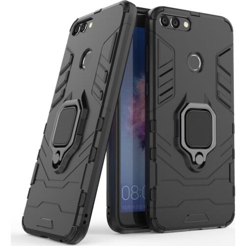 WolfRule Huawei P Smart Case TPU Hard PC Huawei Enjoy 7S Case Ring Holder Stand Magnetic Armor Case Huawei P Smart Fundas 5.65"