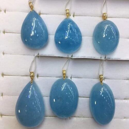 VANTJ Natural Aquamarine Pendant Sterling 18k Gold 1Pcs Gemstone Fine Jewelry For Woman Lady Man Party Gift