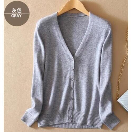 Cashmere Sweater Women Long Sleeve V Neck Single Breasted Knitted cardigan sweater Women tops jumper Female pull femme Cardigan