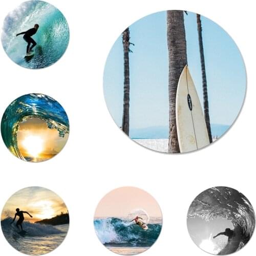 58mm Surfing Sea wave Icons Pins Badge Decoration Brooches Metal Badges For Backpack Decoration
