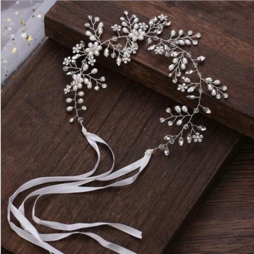 Gold/Silver Color Headbands Hair Jewelry Pearl Crystal Leaf Bride Tiaras Headpiece Wedding Bridal Hair Accessories