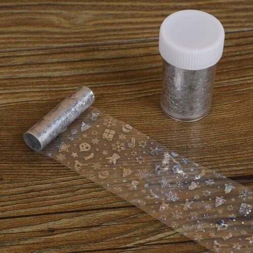 1 Rolls 4*100cm Christmas Holographic Nail Foil Laser Tree Elk Snowflake Nail Art Transfer Sticker