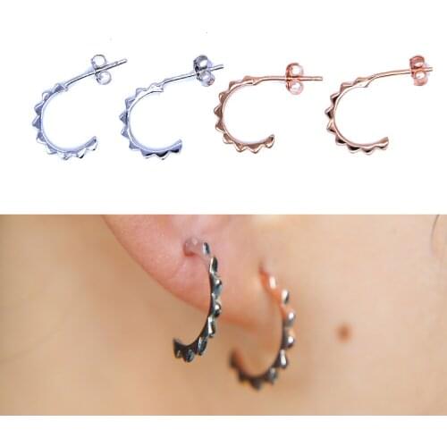 100% real 925 Sterling Silver Strips Stud Earrings For Women Original Simple Lady tiny Allergy Sterling-silver-jewelry earring