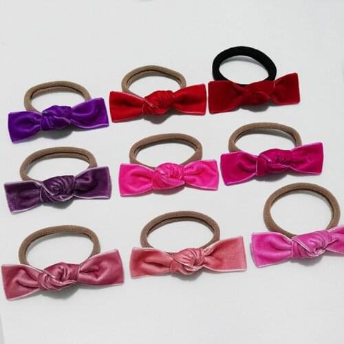 12pcs Lovely Valentine Hair Bows Elastic Hair Bands Girls Knotted Velvet Bow Hair Ties Women Ponytail Holder Hair Ornaments