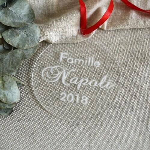 2021 Last name Clear Acrylic Our First Christmas Ornament Personalized, Newlywed Ornament, Christmas Gift