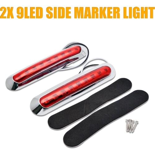 2X 12V 24V 9LEDs Car Side Marker Indicators Light Red Rear Tail Lamp Truck Bus Reversing Light Van Turn Signal Lamp Universal