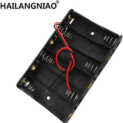 3PCS 6 x AA Battery Storage Case Plastic Box Holder with 6'' Cable Lead