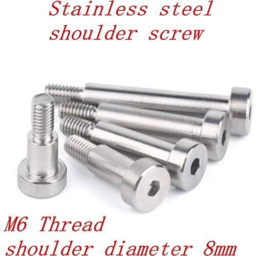 10pcs m6 thread 8mm shoulder diameter stainless steel hex socket shoulder screw length 6/8/10/12/16/20/25/30/35/40/45/50/60mm