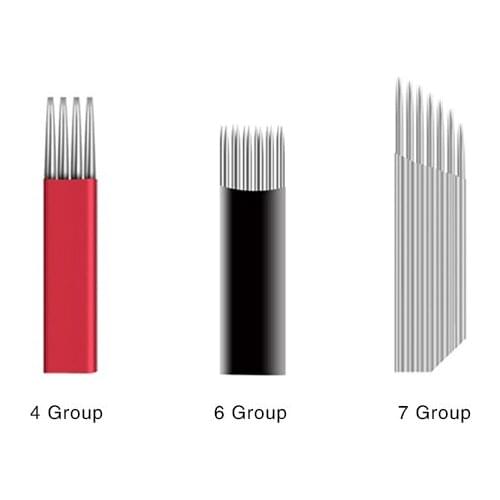 50 STKS Details over 3D Permanente Make Wenkbrauw Tattoo Naalden Microblading 4x3 6x3 7x3pins Ronde Blades 4~7 Raws R3 Ronde naa