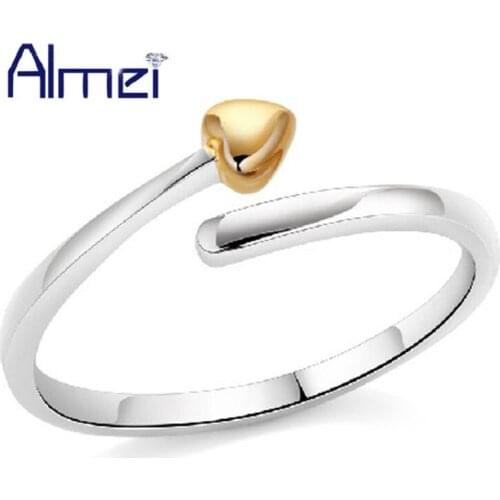 Almei 15%Off Love Big Fashion Finger Rings for Women Girls Gift Adjustable Heart Jewelry 2017 New Trendy Anillos Female J050