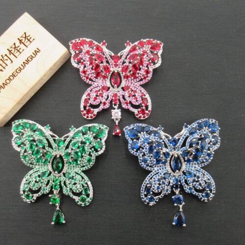 APDGG 40x45mm gold plated Cz micro butterfly brooch