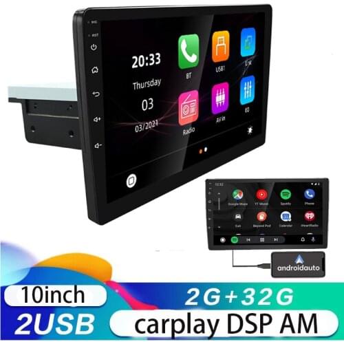 1din AHD Carplay Android 10 Car Radio 2.5D 10'' Maltimedia Stereo DSP & RDS 2GB + 32GB Car DVD Player For Android / IOS