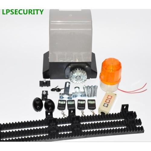 LPSECURITY 4m or 5m nylon racks 800kg automatic sliding gate opener motor with 4 remote controls with optional parts