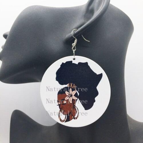Free Shipping! Black Girl Wooden Earrings