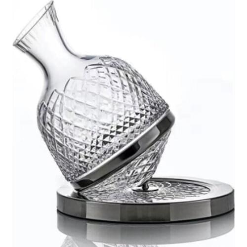 Free shipping Tumbler Wine Decanter Gyro Decanter Lead-Free Crystal 360 degrees Rotating Hand-Carved Diamond Creative