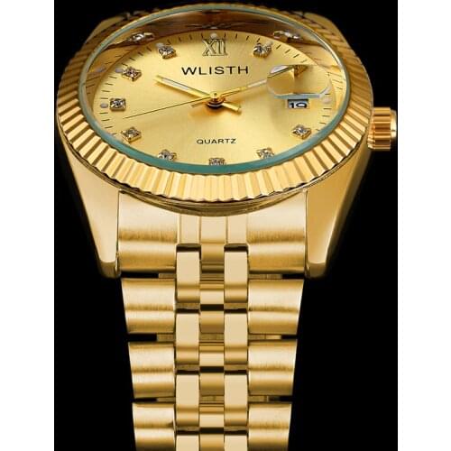 Gold Relogio Masculino Luminous Watches Men Classic Fashion Sports Stainless Steel Date Quartz Business Wristwatch Reloj Hombre