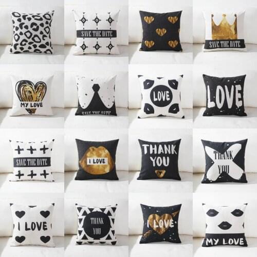 Love pattern Pillow Case Throw Pillowcase Cotton Linen Printed Pillow Covers For Office Home Free