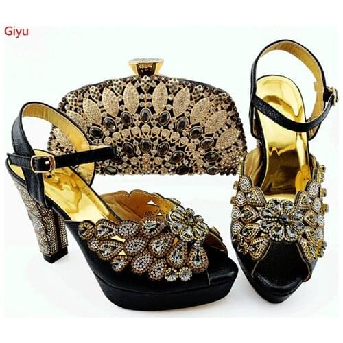 Doershow nice looking Italian Shoes With Matching Bags African Women Shoes and Bags Set For Prom Party Summer Sandal SKP1-26