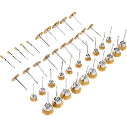 Dophee Dremel Accessories Brass Wire Wheel Brushes Rotary Tools Burr Abrasive Tools Deburring for Drill Polishing Grinding 40pcs