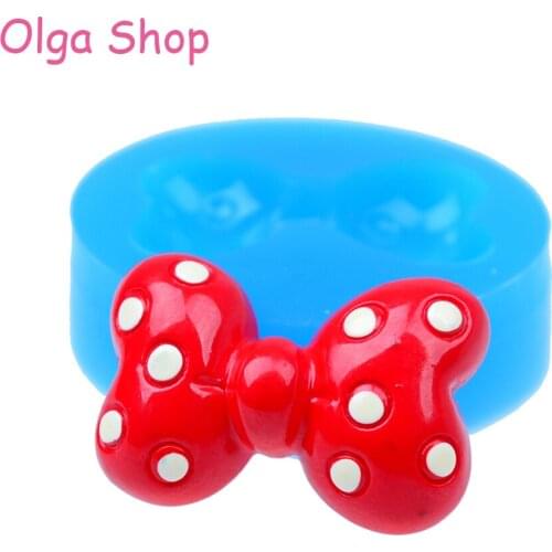FYL186 Ribbon / Bow Flexible Silicone Mold 33mm - Polymer Clay Sugarcraft Cake Decorating Mould, Baby Mold Charms Mold Food Safe