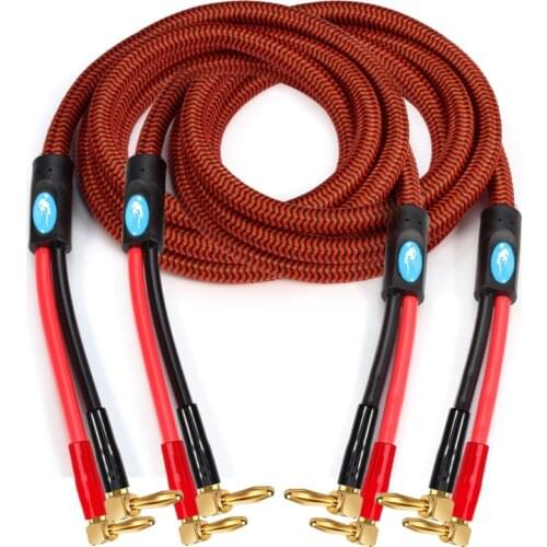 Audiophile Speaker Cable with Angle Banana Plug for Home Theater Amplifier Surround Sound System OFC Audio Cable 1M 2M 3M 5M 8M