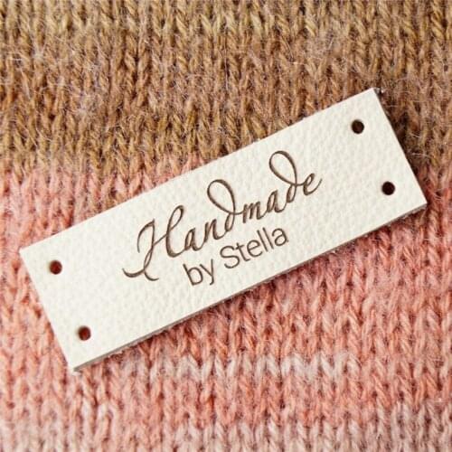 Leather tags, personalized leather labels, custom clothing labels, knitting tags, crochet labels