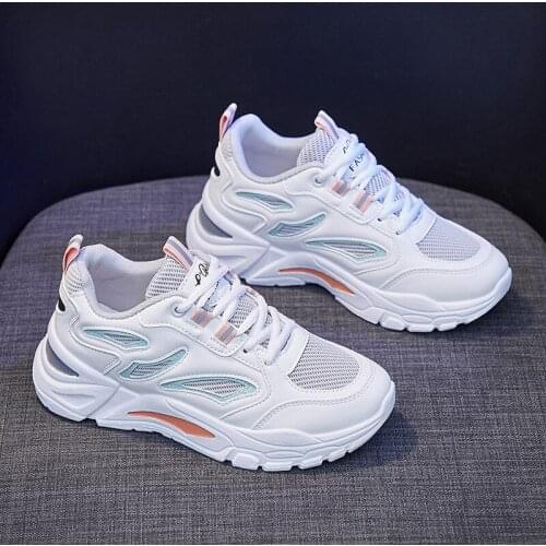 New Arrival Women Sneakers Girl Fashion Spring Summer Comfortable Leather Mesh Patchwork Casual Sport Shoes Trainers 3 Colors