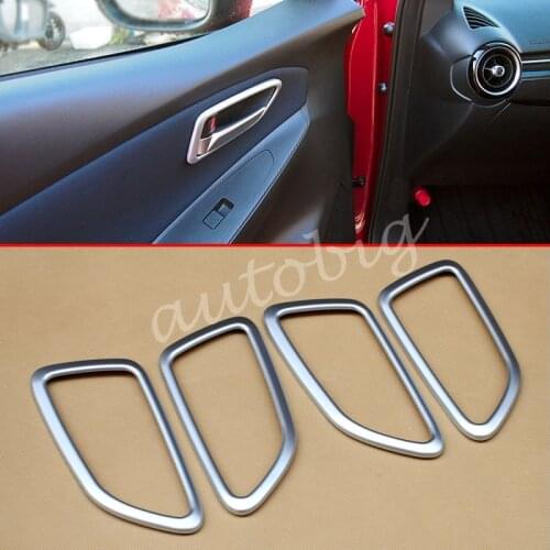 Matte Chrome Door Handle Cover FOR Mazda2 Demio 2015-2019 DJ DL Mazda 2 Interior Inside Pearl Trims Styling Molding
