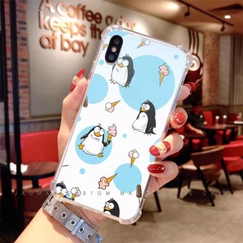 Jaomax Soft Silicone Transparent Anti-fall Ice Cream Penguins Phone Case For iPhone 11 7 8 6S Plus 5S SE Xs Max Xr Covers Capa