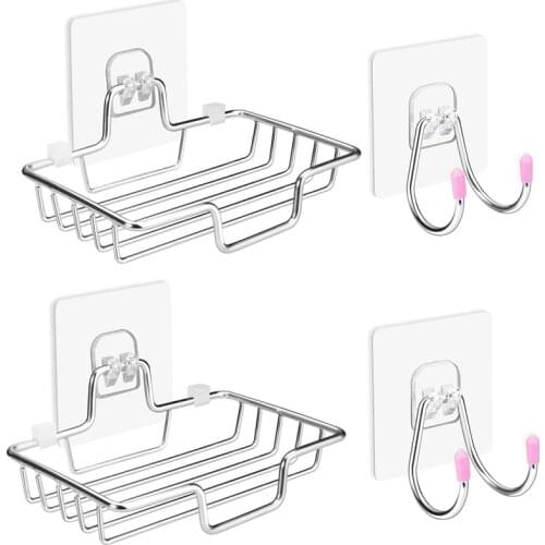 Soap Holder for Shower, Bath Soap Holder, Wall Mounted Bar Soap Holder, Soap Dish Shower for Bathroom & Kitchen 2 Pack