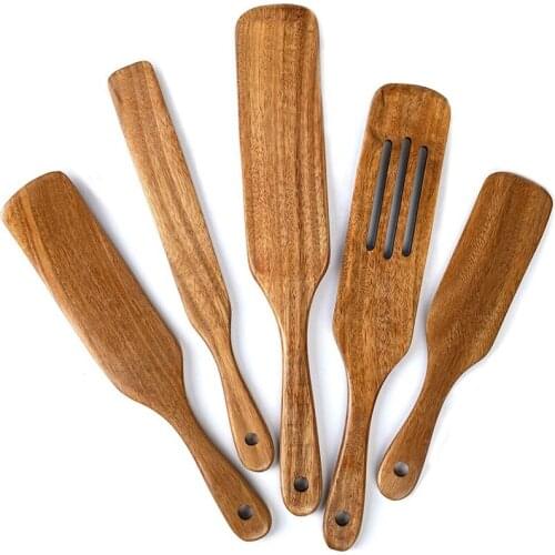 Wooden Spurtles Set,Spurtle Kitchen Utensils,Wood Spurtles Kitchen Tools Set,Wooden Spoons for Cooking Slotted Spurtle