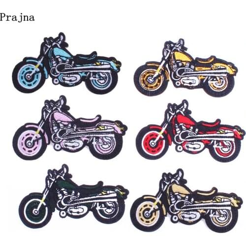 Prajna Biker Patches Colorful Motorcycle Embroidery Iron On Patch For Clothing Punk Gift Fashion Man Sew Cloth Biker Jacket DIY