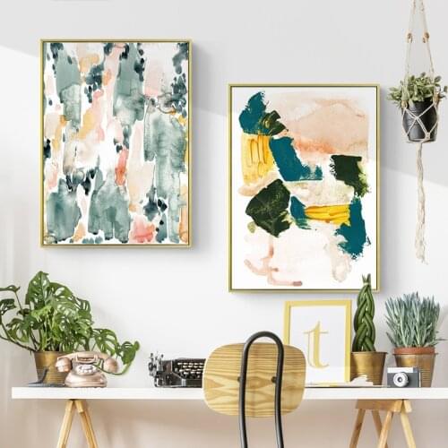 Watercolor Wall Art Poster Abstract Art Neutral Canvas Painting Pastel Bedroom Decor Wall Pictures for Living Room Home Decor