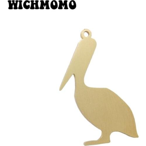 2019 New 2pieces/bag 59*29mm Gold Aluminium Alloy Wire Drawing Storks Birds Charms Pendant for DIY Necklace Earring Accessories