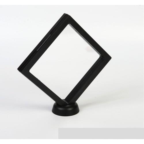 Black White Plastic Suspended Floating Display Case Earring Coin Gems Ring Jewelry Storage Pet Membrane Stand Holder Box
