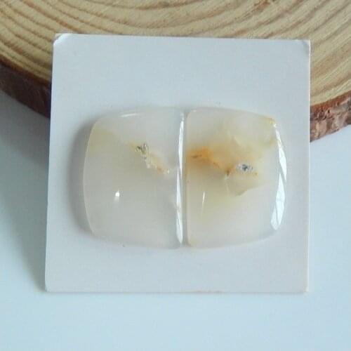 Semi-precious stones Agate earring Cabochons Beads Pair,Fashion Jewelry,Semiprecious stone earrings,22x16x4mm,4.03g