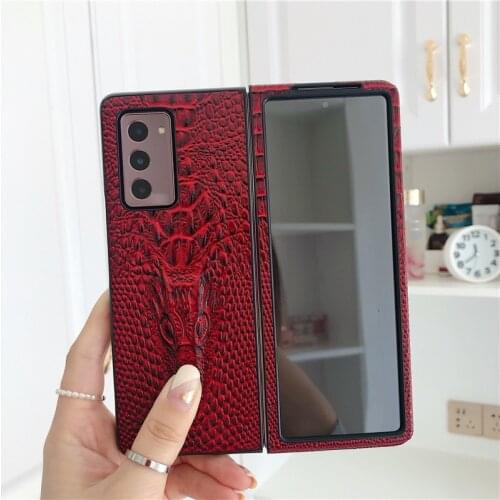 Super Luxury Leather Case For Samsung Galaxy Z Fold 2 5G Plaid Fully Fit Phone Case Shockproof Cover Vintage Fashion Shell